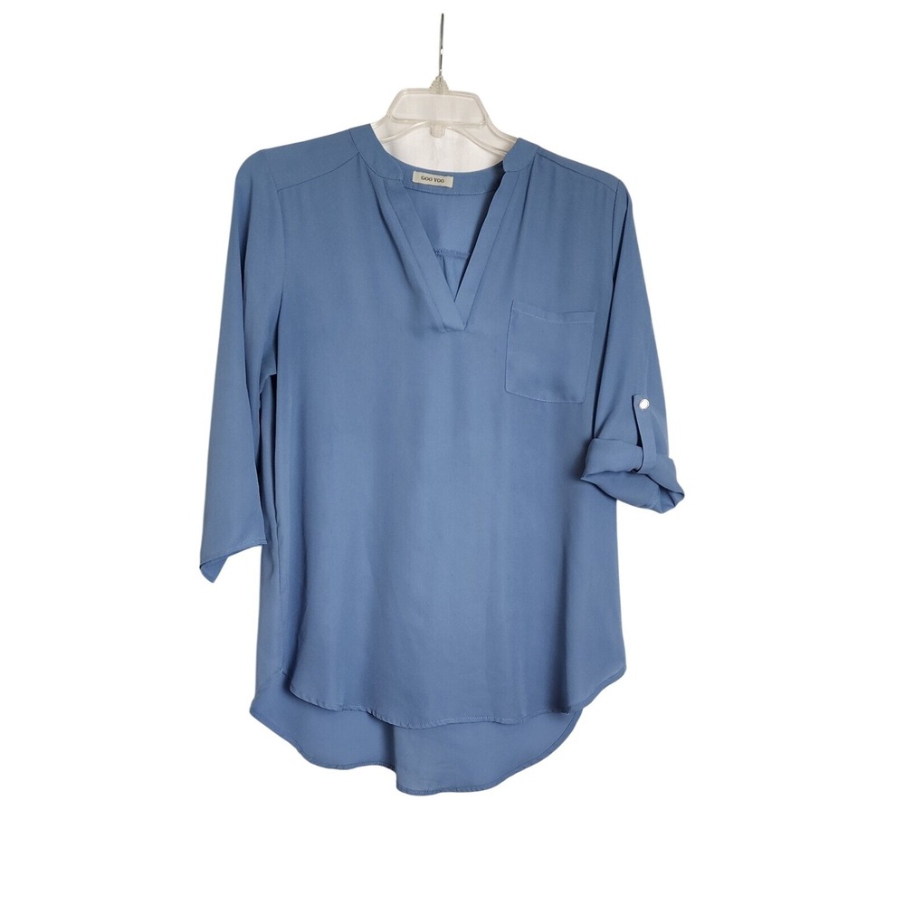 Goo Yoo Women Blue 3/4 Sleeve Blouse‎ L